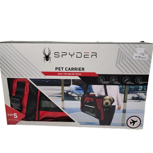 Spyder Small Pets Spyder Pet Carrier Airline Approved Red Small Up